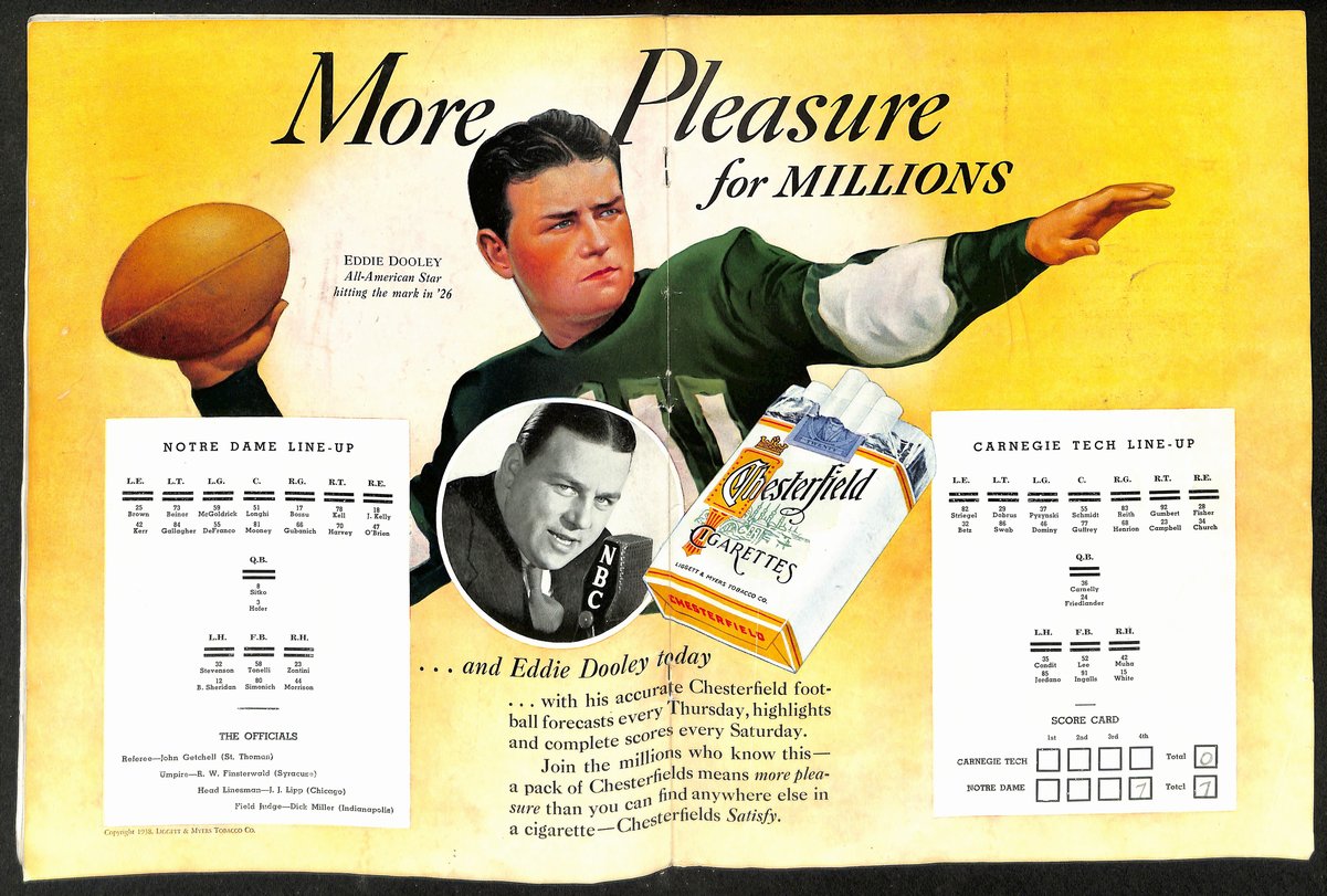 1938 Carnegie Tech vs Notre Dame Vintage College Football Game Program 195841