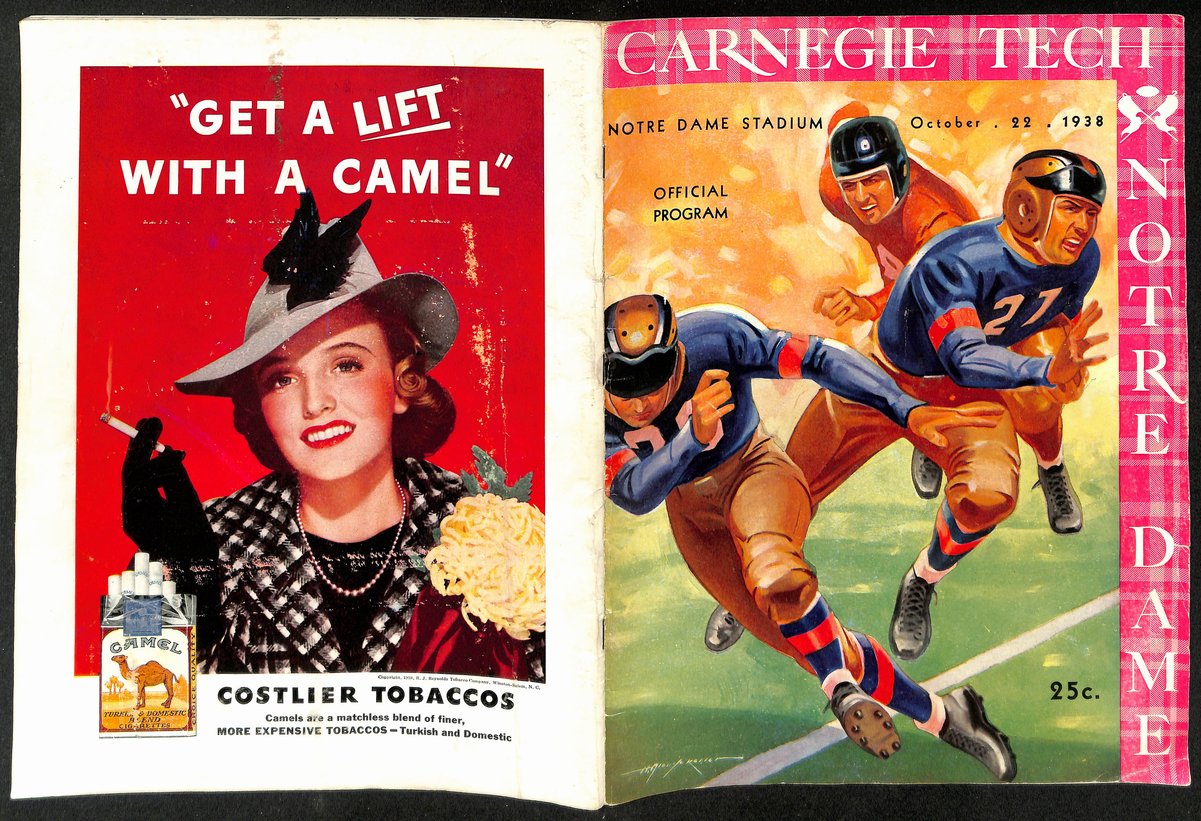 1938 Carnegie Tech vs Notre Dame Vintage College Football Game Program 195841