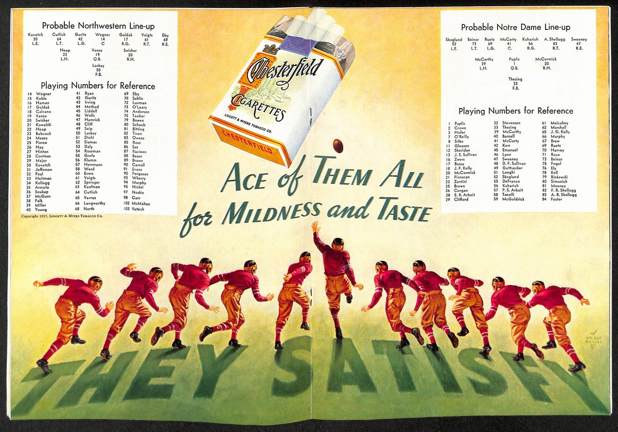 1937 Northwestern vs Notre Dame Vintage College Football Game Program 195842