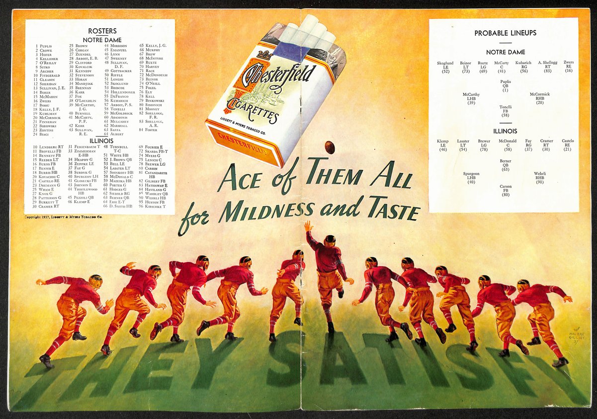 1937 Illinois vs Notre Dame Vintage College Football Game Program 195843