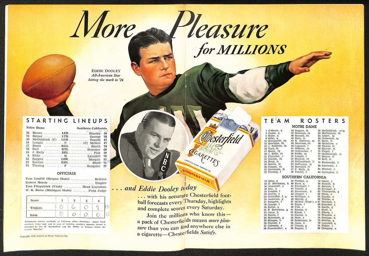 1938 Notre Dame @ USC Vintage College Football Game Program 195844