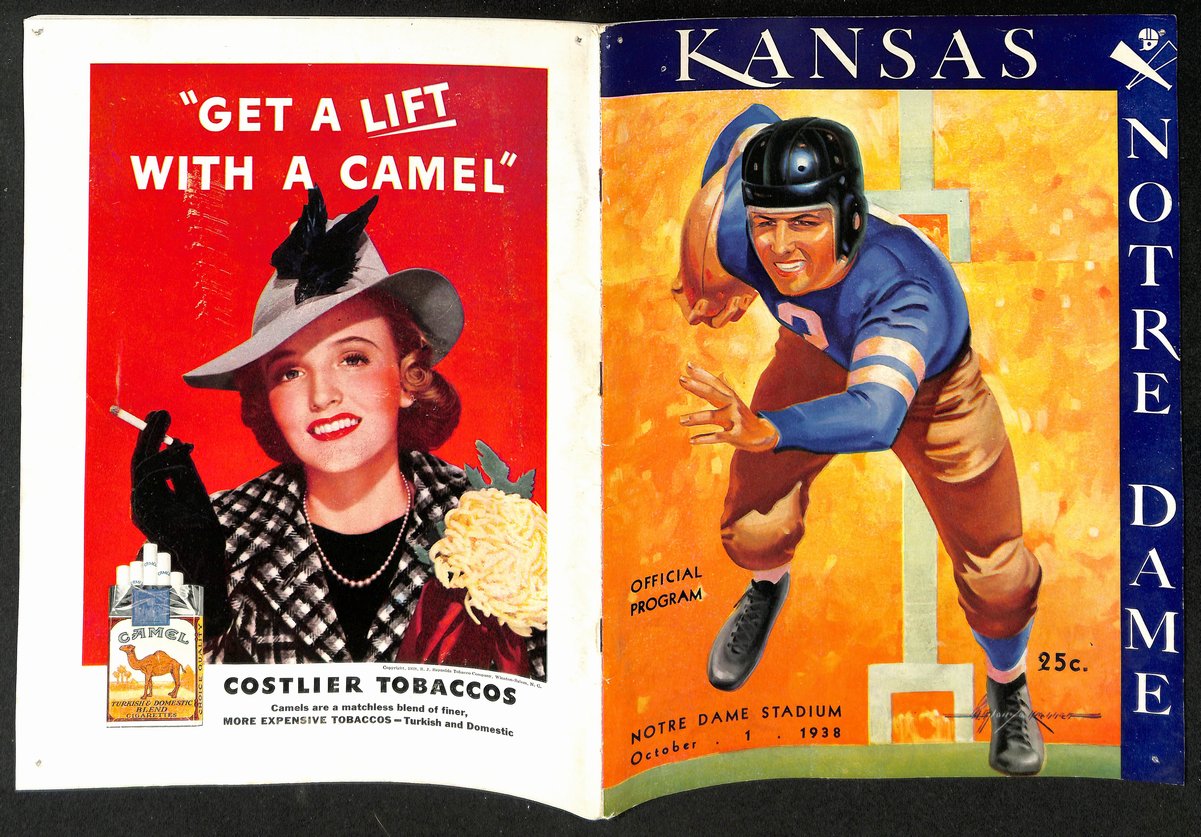 1938 Kansas vs Notre Dame Vintage College Football Game Program 195845