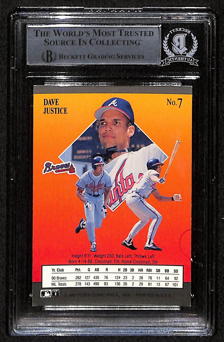 1991 Fleer Ultra David Justice Signed/Auto Card #7 Braves BAS/Beckett 197119