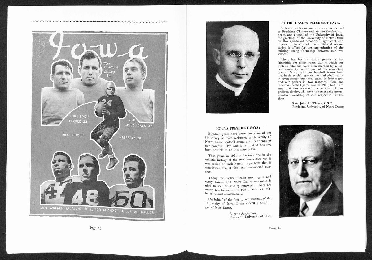 1939 Iowa vs Notre Dame Vintage College Football Game Program 196452