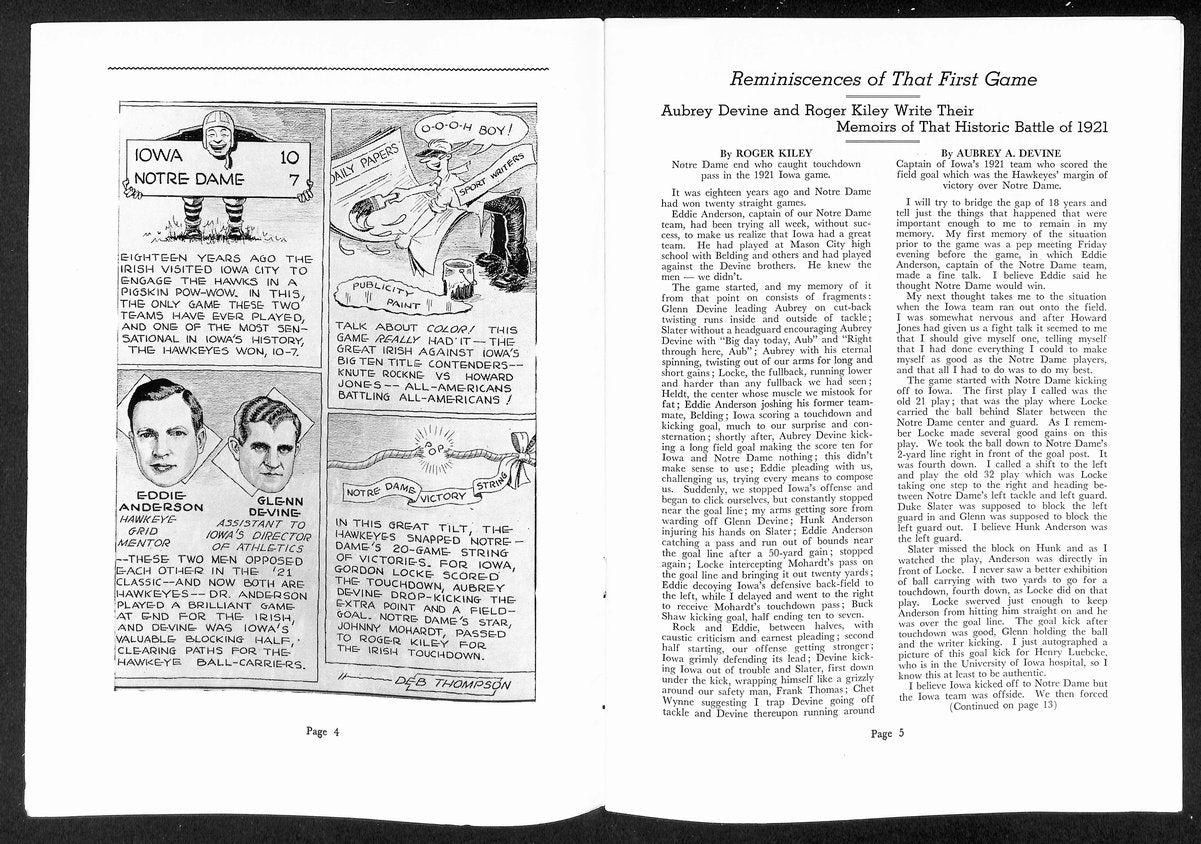 1939 Iowa vs Notre Dame Vintage College Football Game Program 196452