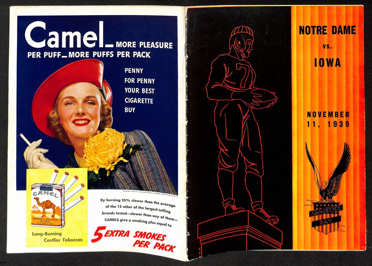 1939 Iowa vs Notre Dame Vintage College Football Game Program 196452