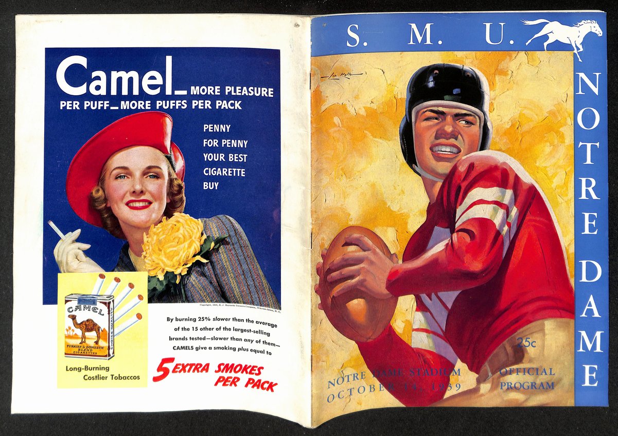 1939 S.M.U. vs Notre Dame Vintage College Football Game Program 196455