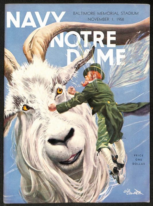 1958 Navy vs. Notre Dame Vintage College Football Game Program 196475