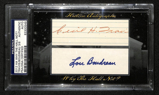 Cecil Travis/Lou Boudreau Signed 2012 PSA/DNA Historic Autographs Card #195971