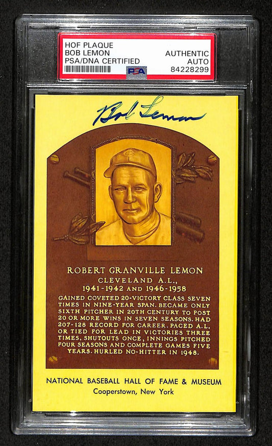 Bob Lemon Signed/Autographed HOF Plaque Card Cleveland Indians PSA/DNA 195972