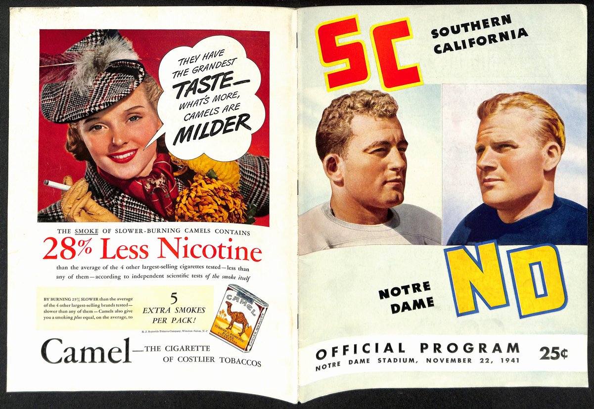 1941 USC vs Notre Dame Vintage College Football Game Program 195821