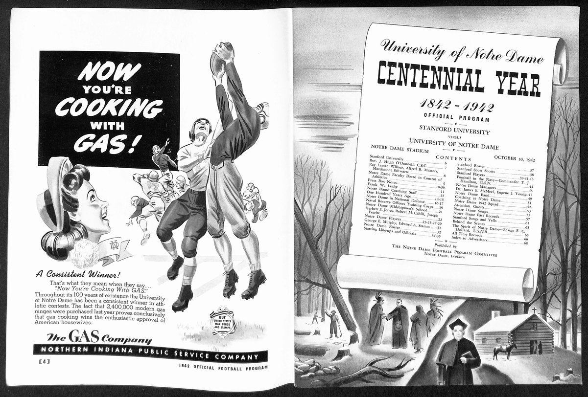 1942 Stanford vs Notre Dame Vintage College Football Game Program 195825