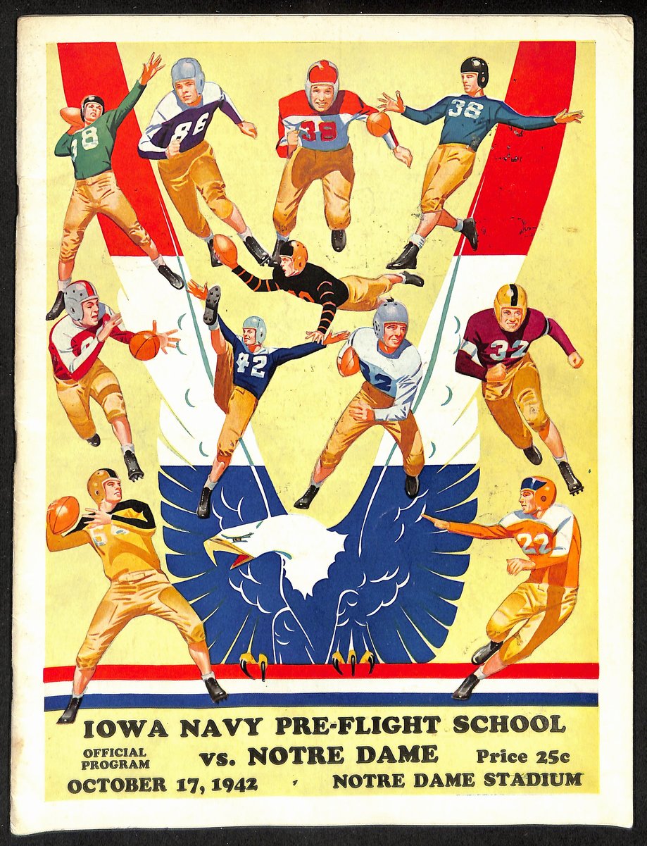1942 Iowa Navy School vs Notre Dame Vintage College Football Game Program 195826