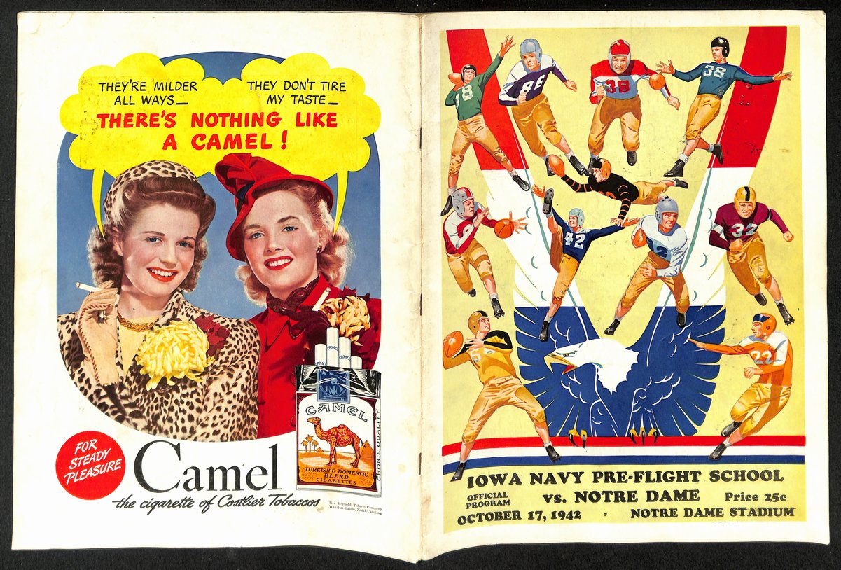 1942 Iowa Navy School vs Notre Dame Vintage College Football Game Program 195826