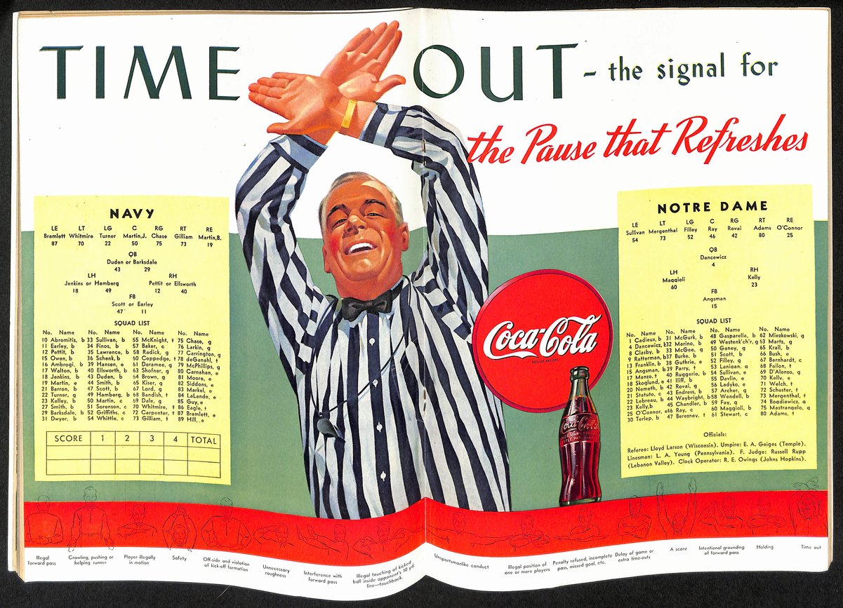 1944 Navy Midshipmen vs Notre Dame Vintage College Football Game Program 194575