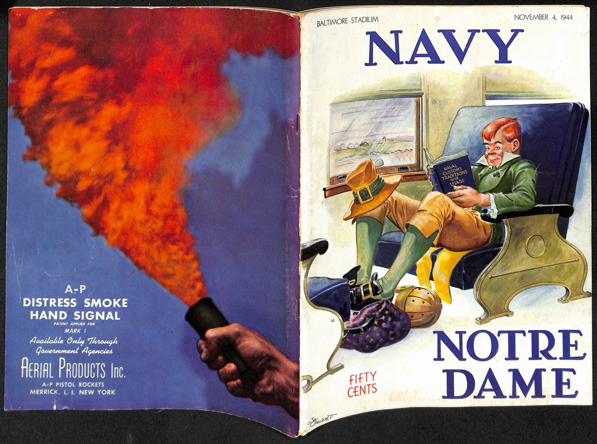 1944 Navy Midshipmen vs Notre Dame Vintage College Football Game Program 194575