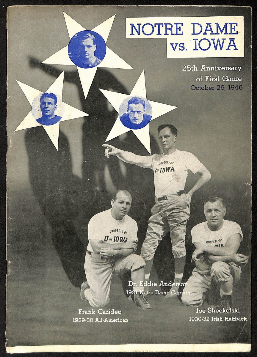 1946 Iowa vs Notre Dame Rare Vintage College Football Game Program 194577