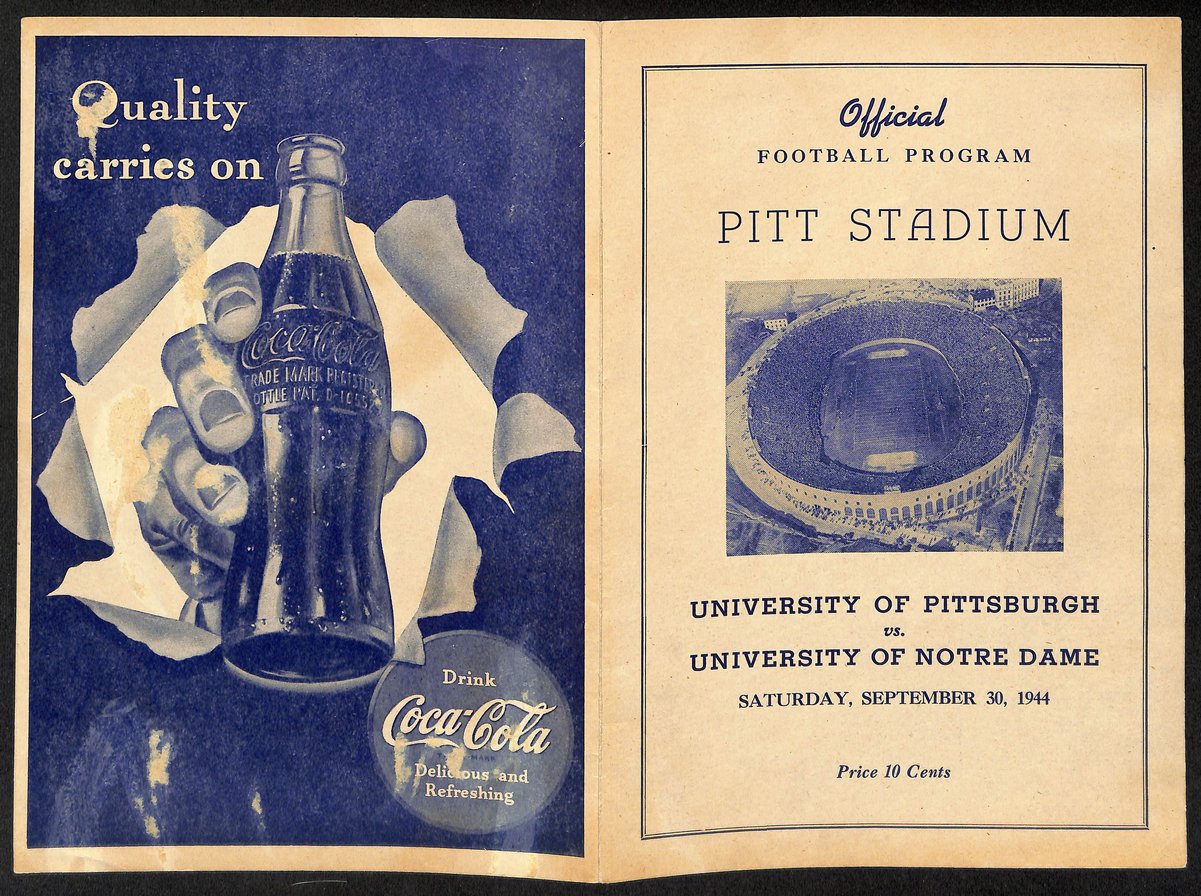 1944 Pitt vs Notre Dame Rare Vintage College Football Game Program 194578