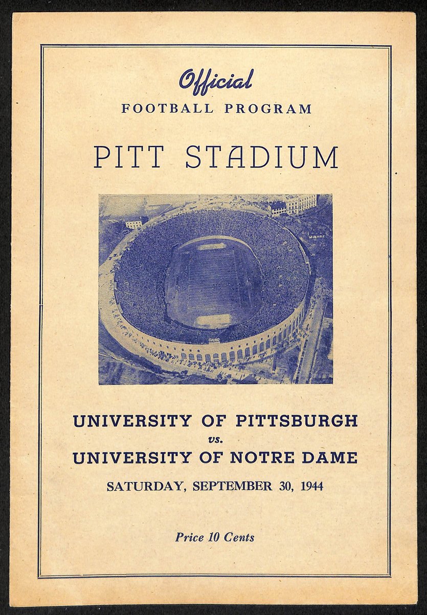 1944 Pitt vs Notre Dame Rare Vintage College Football Game Program 194578