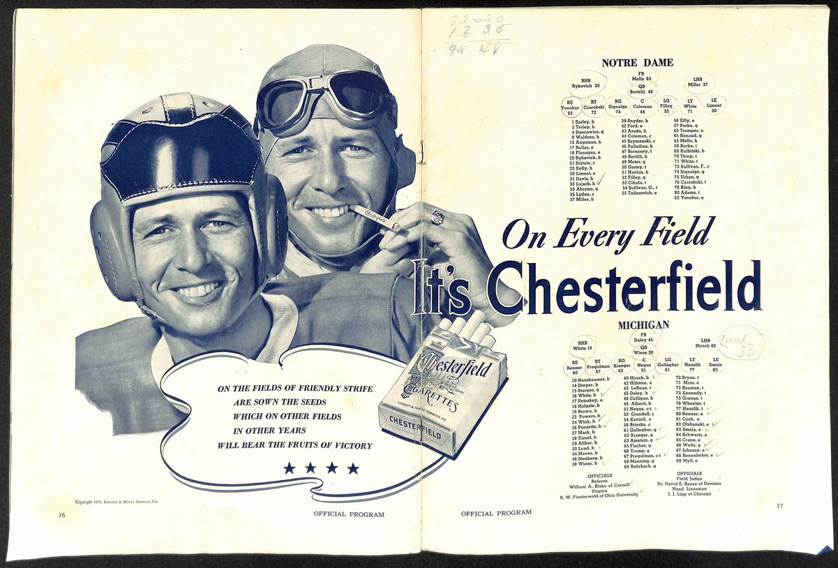 1943 Michigan vs Notre Dame Rare Vintage College Football Game Program 194579