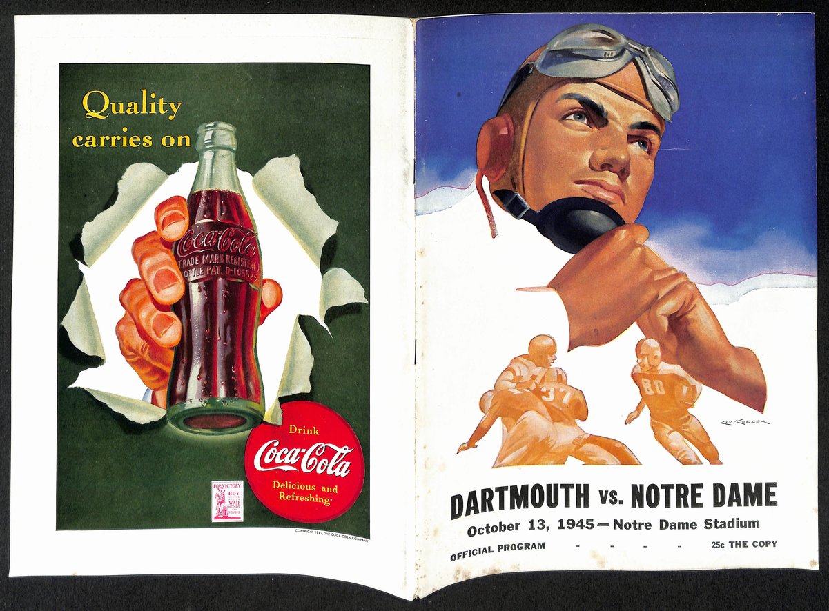 1945 Dartmouth vs Notre Dame Rare Vintage College Football Game Program 194583