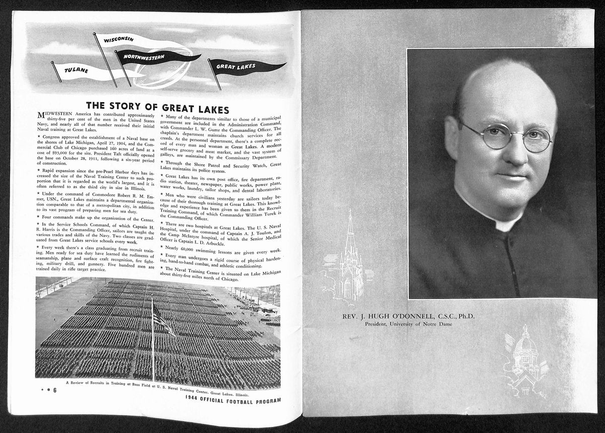 1944 Great Lakes vs Notre Dame Vintage College Football Game Program 194585
