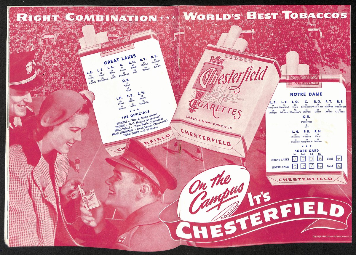 1944 Great Lakes vs Notre Dame Vintage College Football Game Program 194585