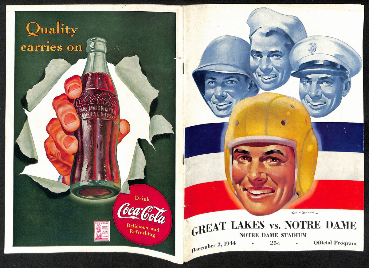 1944 Great Lakes vs Notre Dame Vintage College Football Game Program 194585