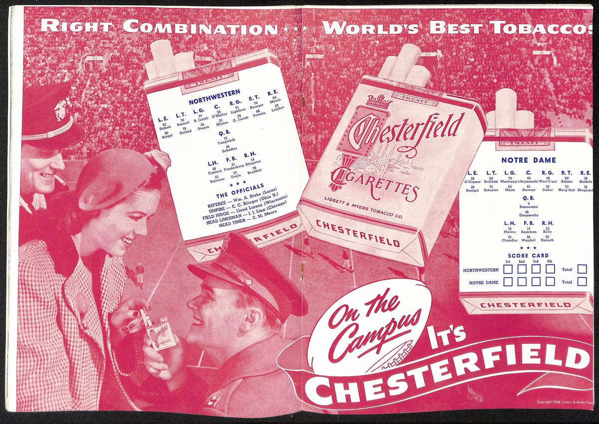 1944 Northwestern vs Notre Dame Vintage College Football Game Program 194586