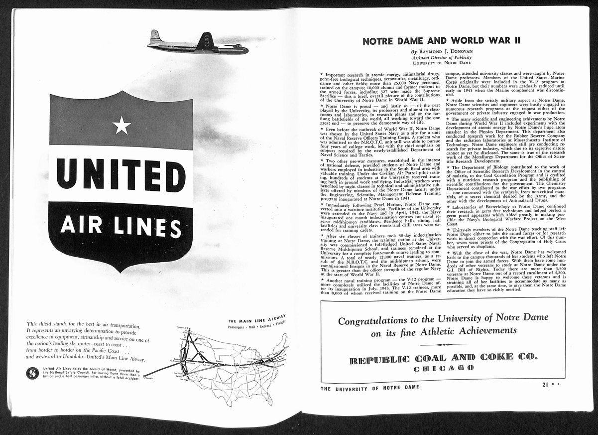 1946 Northwestern vs Notre Dame Vintage College Football Game Program 194588