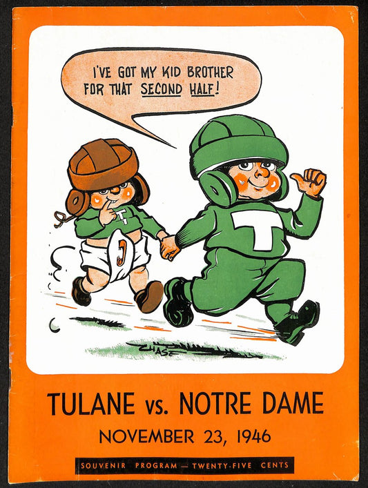 1946 Tulane vs Notre Dame Vintage College Football Game Program 194589