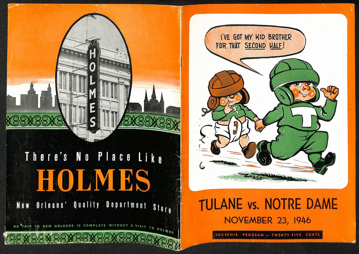 1946 Tulane vs Notre Dame Vintage College Football Game Program 194589