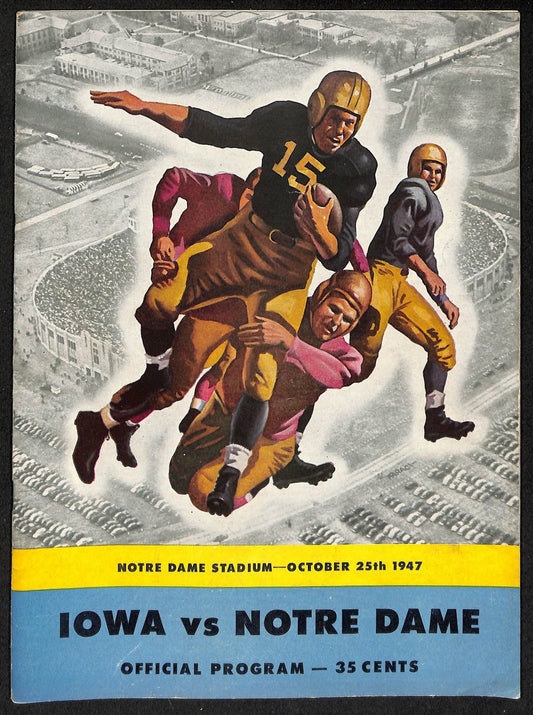 1947 Iowa vs Notre Dame Vintage College Football Game Program 194591