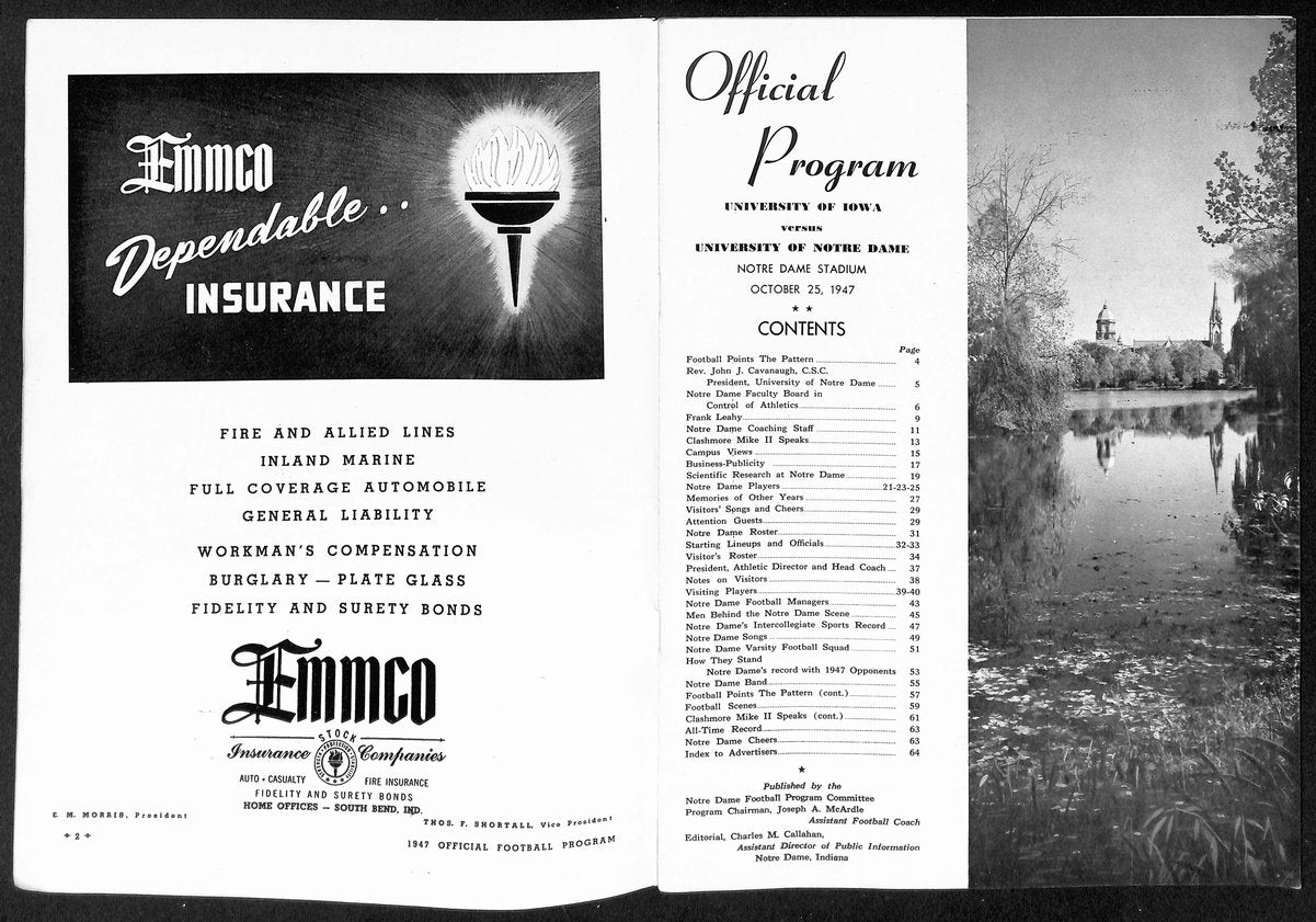 1947 Iowa vs Notre Dame Vintage College Football Game Program 194591