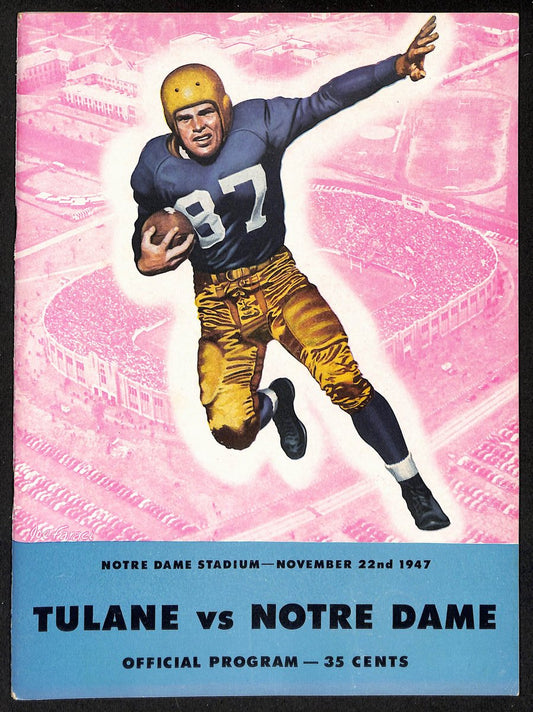 1947 Tulane vs Notre Dame Vintage College Football Game Program 194593