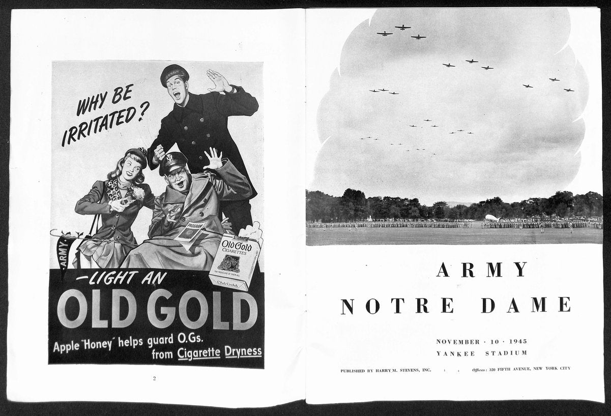 1945 Army vs Notre Dame Vintage College Football Game Program 194599