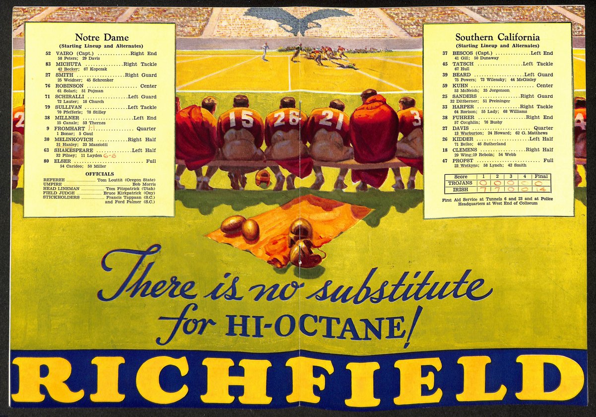 1934 Notre Dame @ USC Vintage College Football Game Program 194601