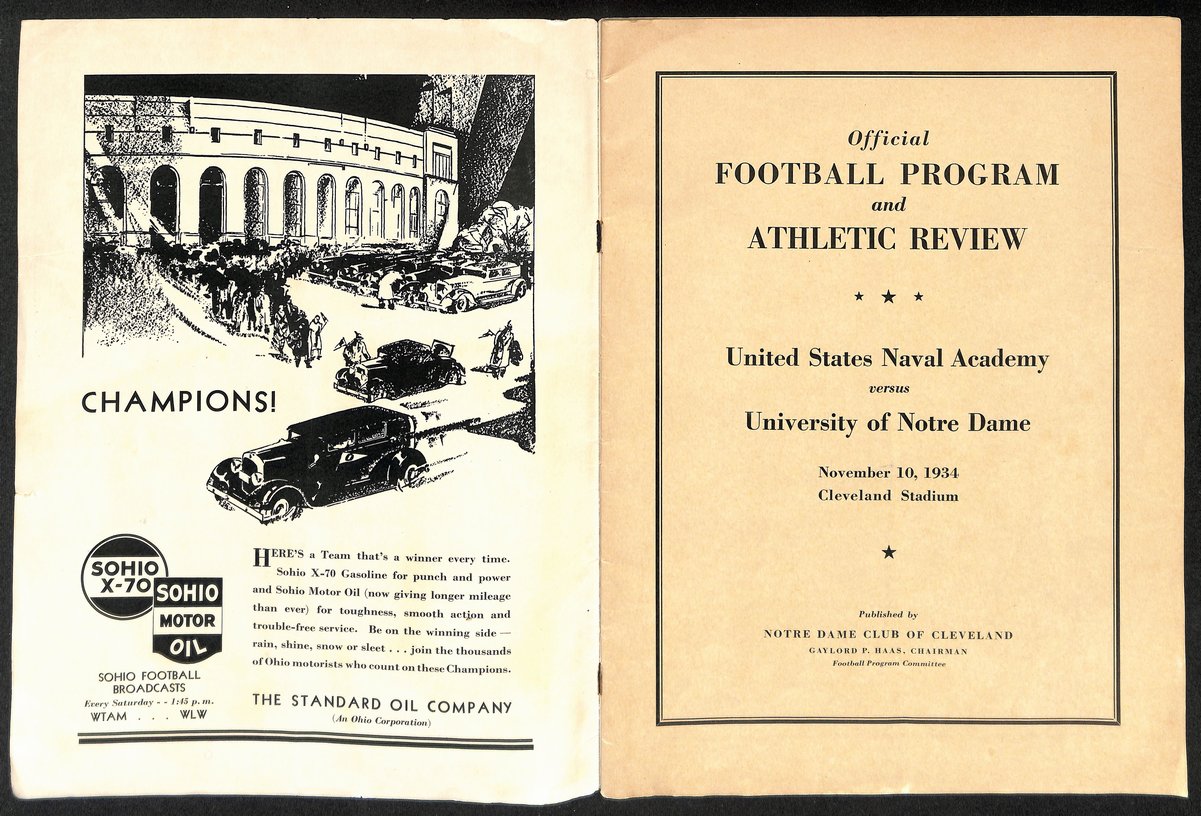 1934 Navy vs Notre Dame Vintage College Football Game Program 194603