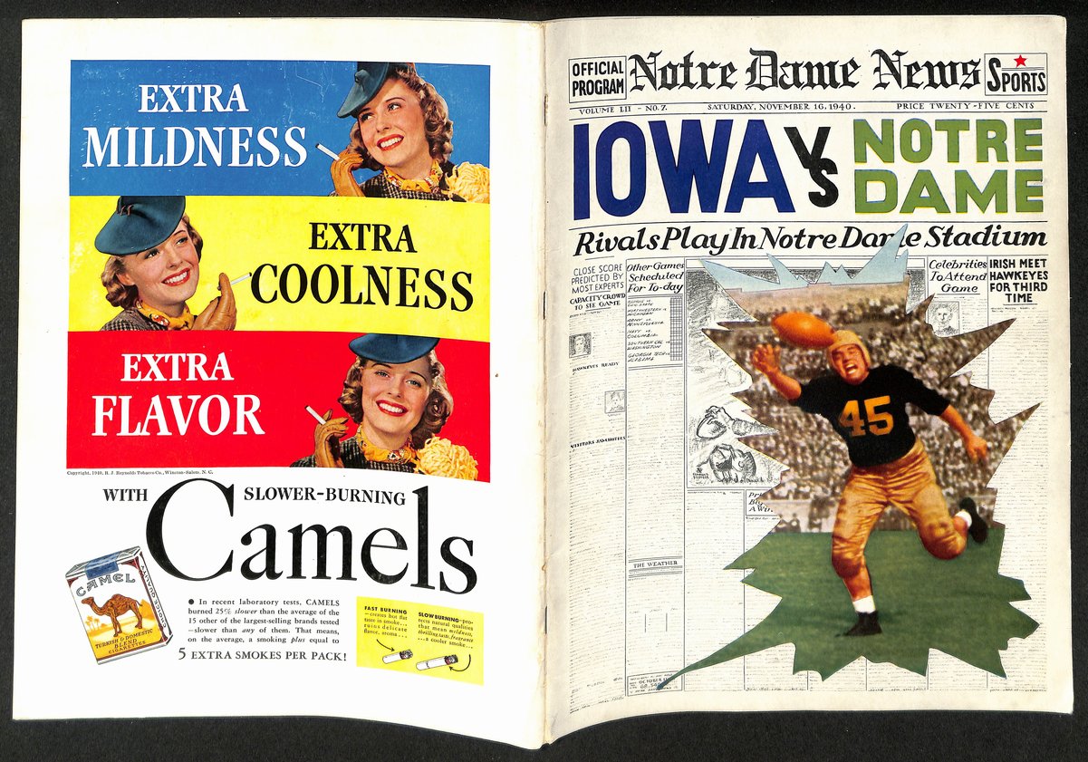 1940 Iowa vs Notre Dame Vintage College Football Game Program 194605