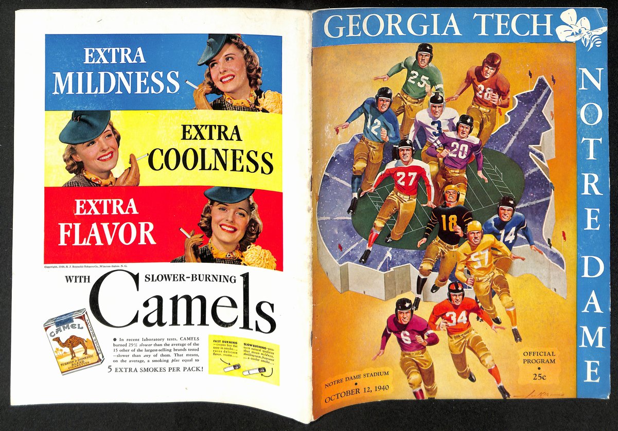 1940 Georgia Tech vs Notre Dame Vintage College Football Game Program 194608