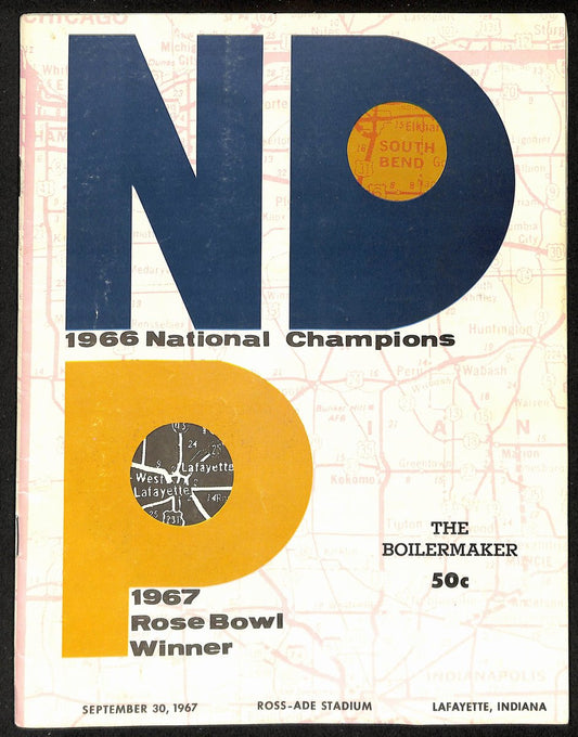 1967 Purdue vs Notre Dame Vintage College Football Game Program 196710