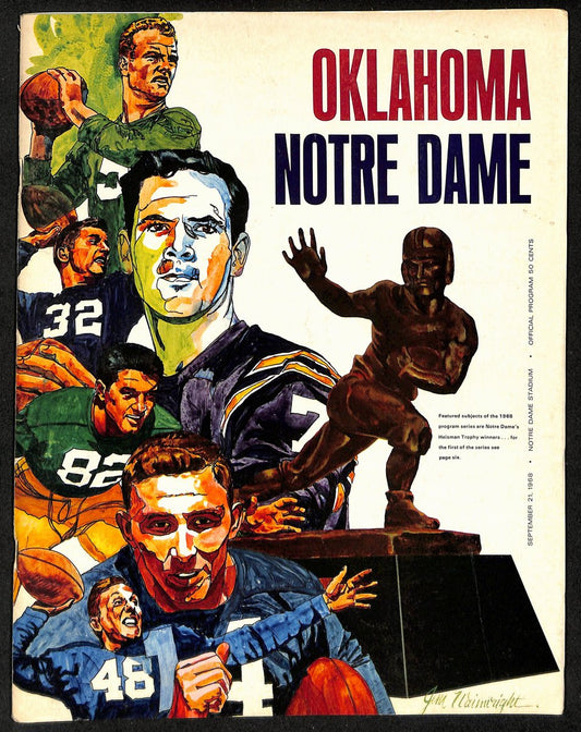 1968 Oklahoma vs Notre Dame Vintage College Football Game Program 196716