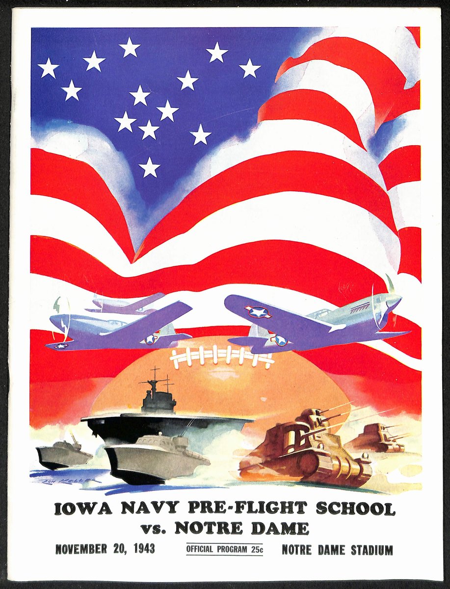 1943 Iowa Navy Flight School vs Notre Dame Rare College Football Program 196433