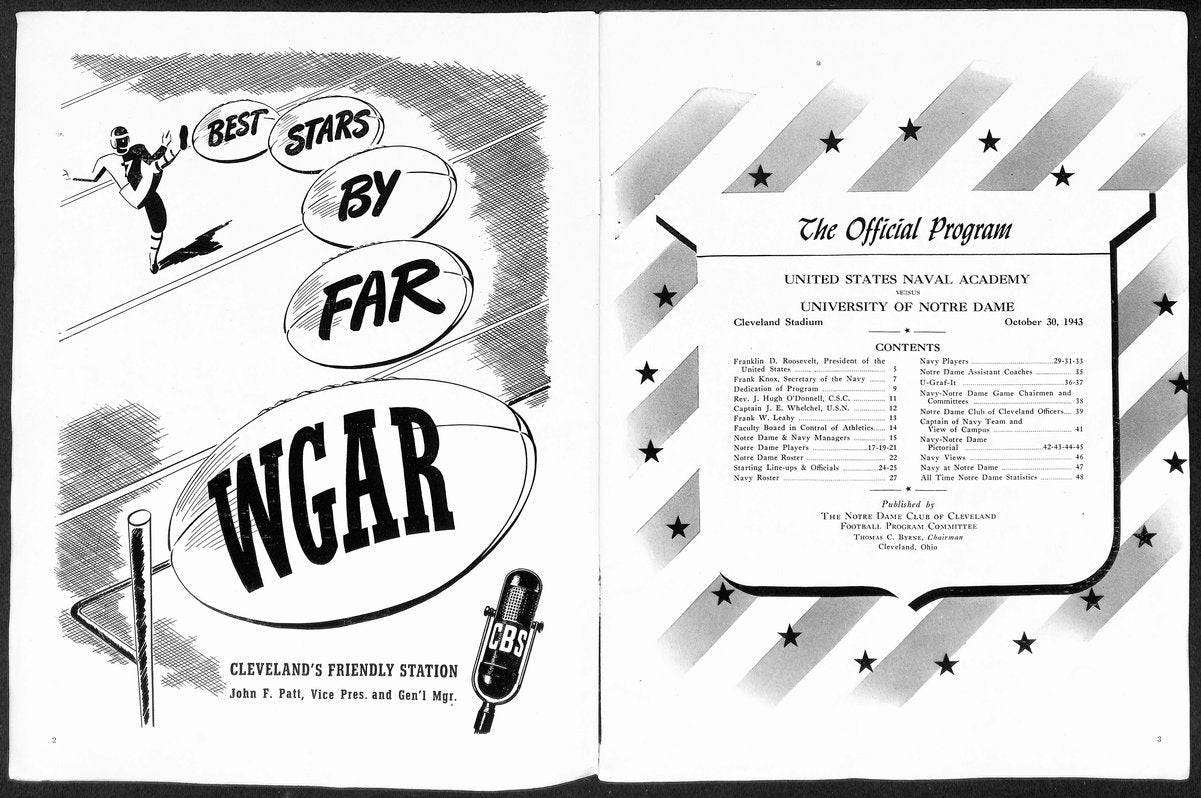 1943 Navy vs Notre Dame Vintage College Football Program 196436