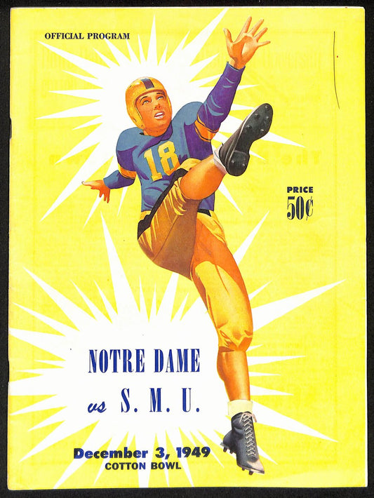 1949 SMU vs Notre Dame Rare Cover Vintage College Football Program 196439