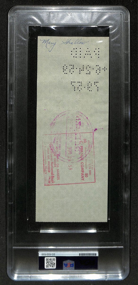Vince Lombardi HOF Packers Signed/Autographed 1959 Bank Check PSA/DNA 197219