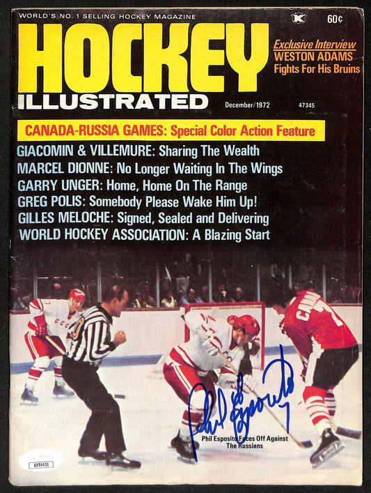 Phil Esposito HOF Boston Bruins Signed 1972 Hockey Illustrated  JSA 197142