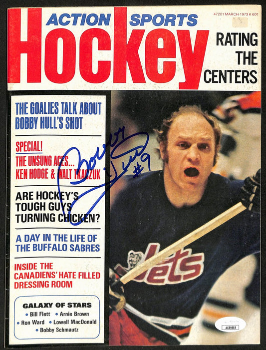 Bobby Hull Winnipeg Jets  Signed 1973 Action Sports Hockey Magazine JSA 197146