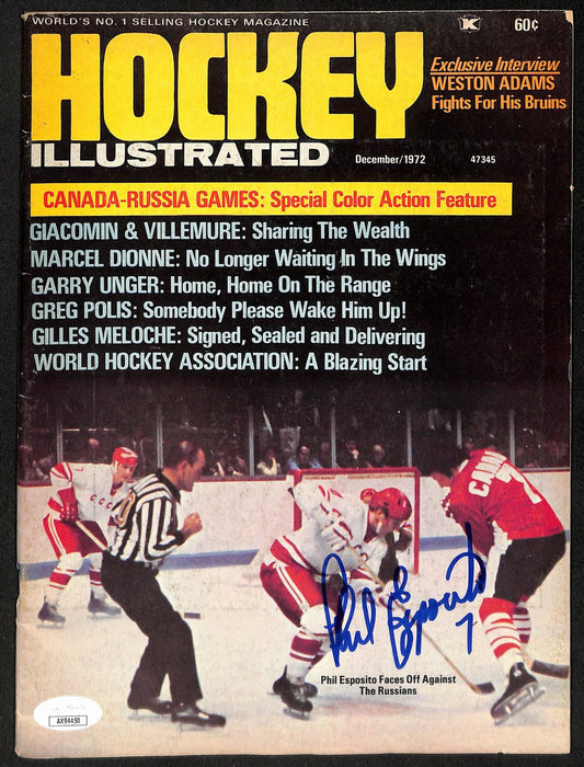 Phil Esposito Boston Bruins Signed 1972 Hockey Illustrated Magazine JSA 197148