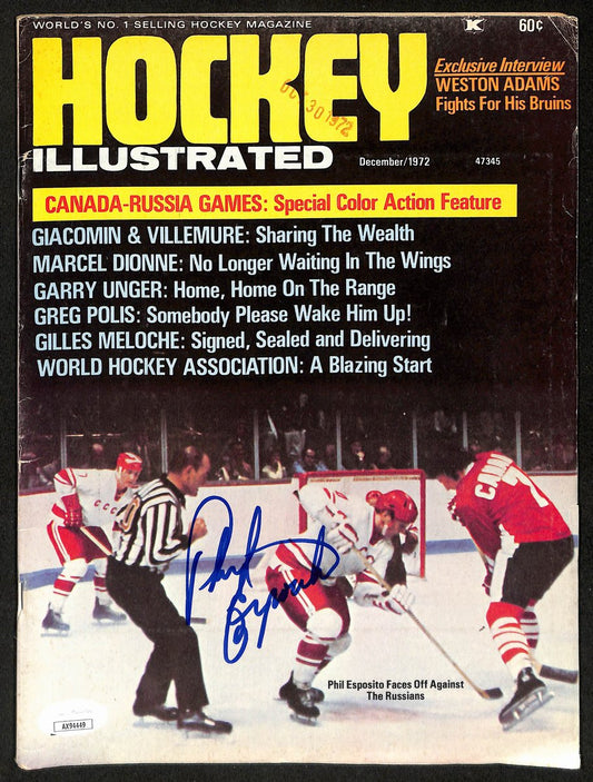 Phil Esposito Boston Bruins Signed 1972 Hockey Illustrated Magazine JSA 197149